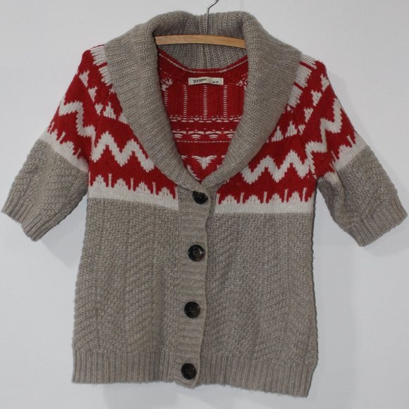 🧡 VTG Old Navy Shawl Cardigan Sweater Size Small Short Sleeve - Picture 3 of 6